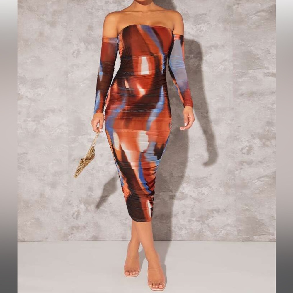 Tie Dye Off Shoulder Dress